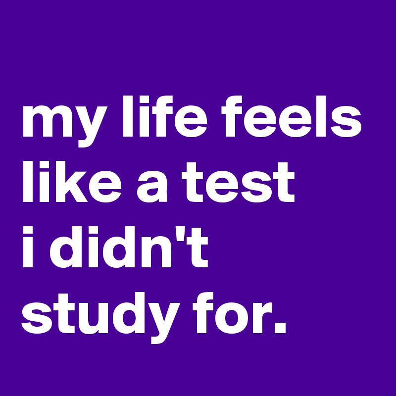 
my life feels like a test
i didn't study for.