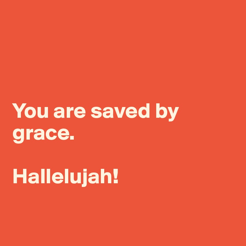 



You are saved by grace.

Hallelujah!

