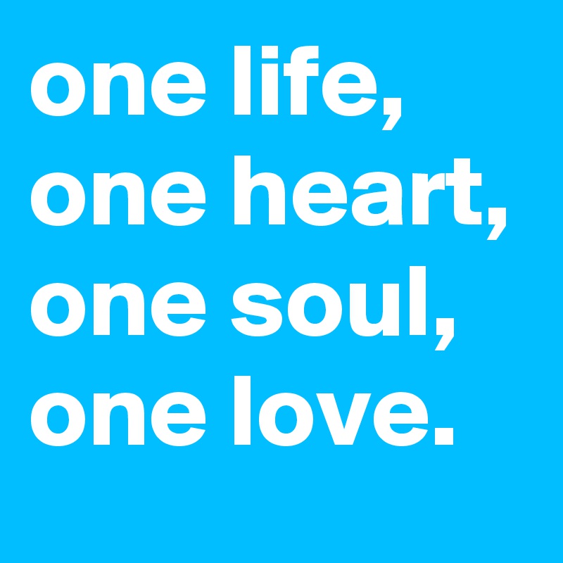 one life, one heart, one soul, one love.