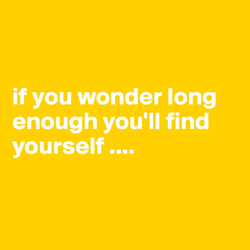 


if you wonder long enough you'll find yourself ....
 

                  