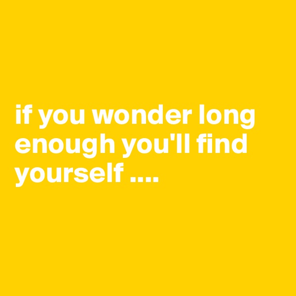 


if you wonder long enough you'll find yourself ....
 

                  