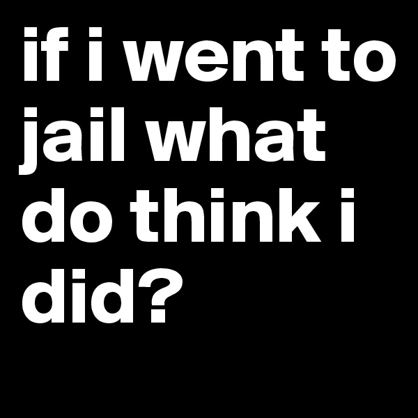 if i went to jail what do think i did?