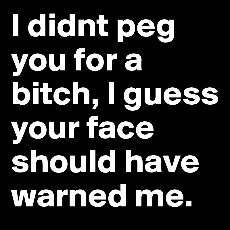 I didnt peg you for a bitch, I guess your face should have warned me.