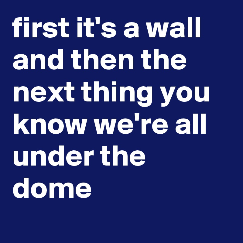 first it's a wall and then the next thing you know we're all under the dome