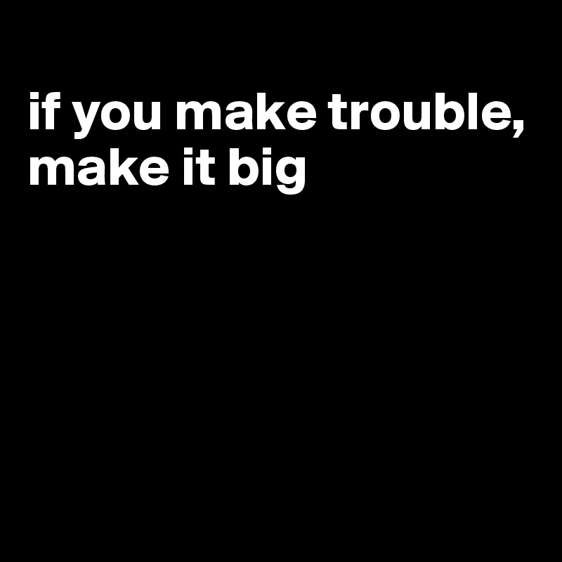 
if you make trouble, make it big





