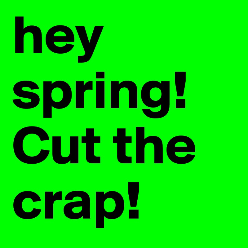 hey spring! Cut the crap!