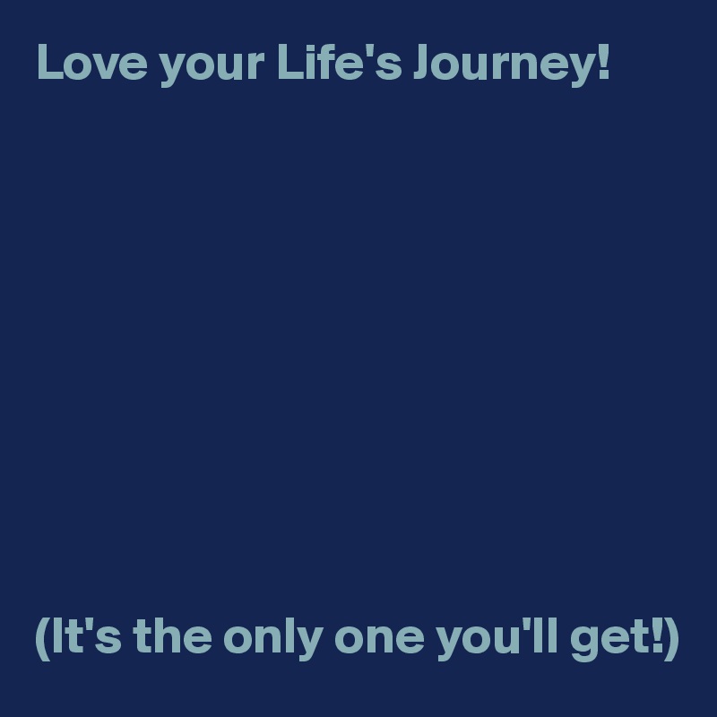 Love your Life's Journey! 










(It's the only one you'll get!)