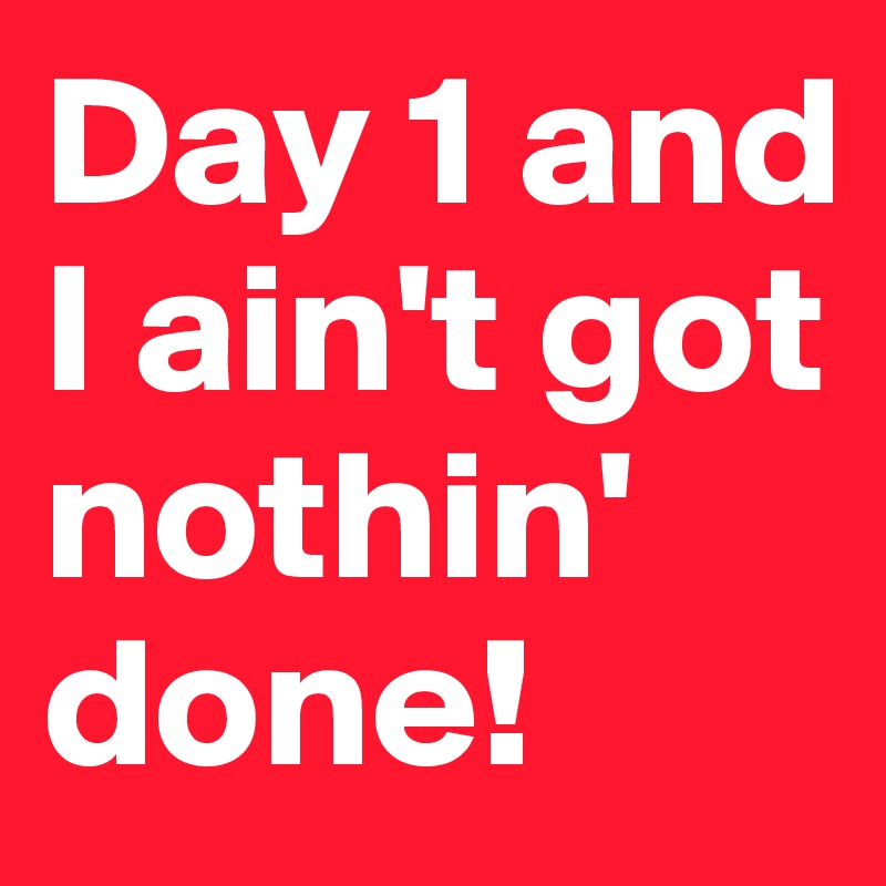 Day 1 and I ain't got nothin' done! 