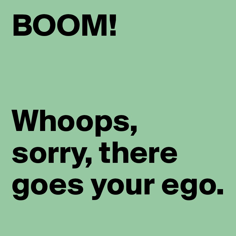 BOOM!


Whoops, sorry, there goes your ego.