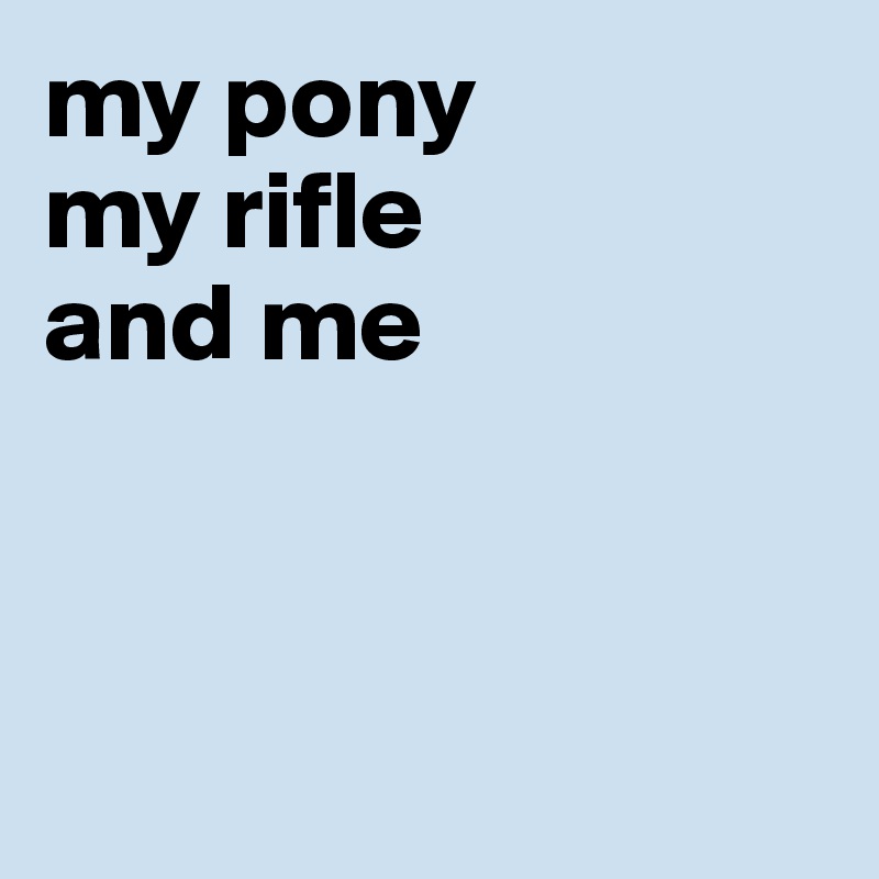 my pony
my rifle
and me



