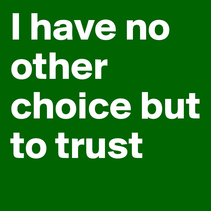 I have no other choice but to trust
