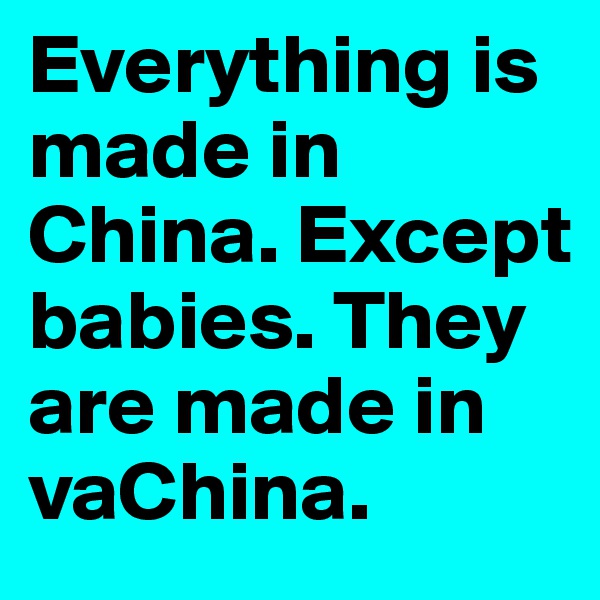 Everything is made in China. Except babies. They are made in vaChina.