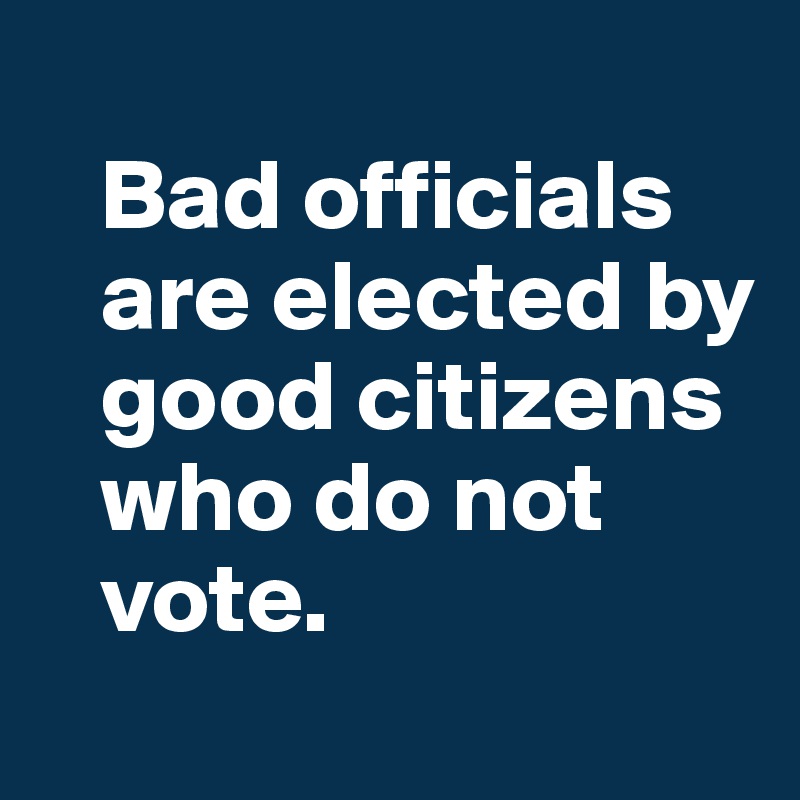 
   Bad officials  
   are elected by 
   good citizens 
   who do not 
   vote.
