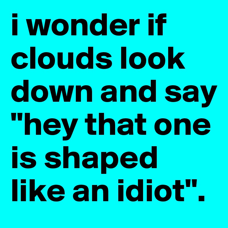 i wonder if clouds look down and say "hey that one is shaped like an idiot".