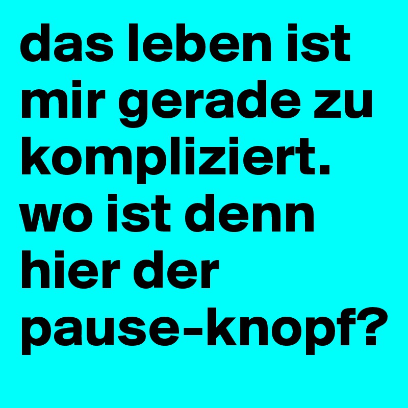 das leben ist mir gerade zu kompliziert. wo ist denn hier der pause