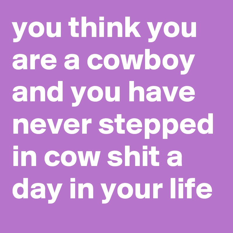 you think you are a cowboy and you have never stepped in cow shit a day in your life