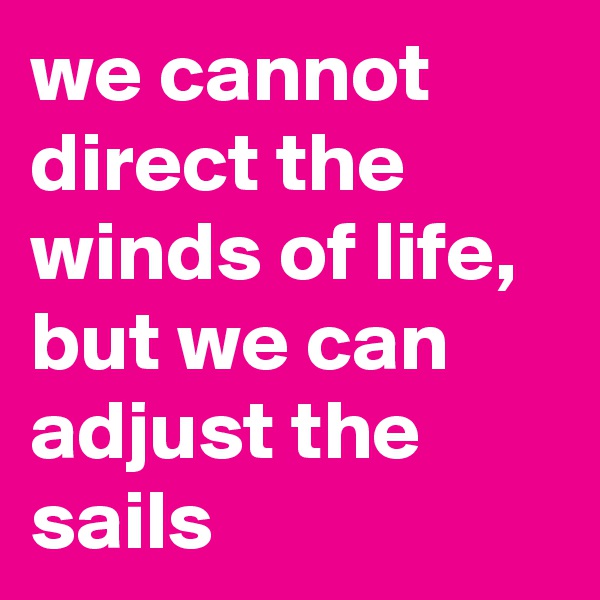 we cannot direct the winds of life, but we can adjust the sails