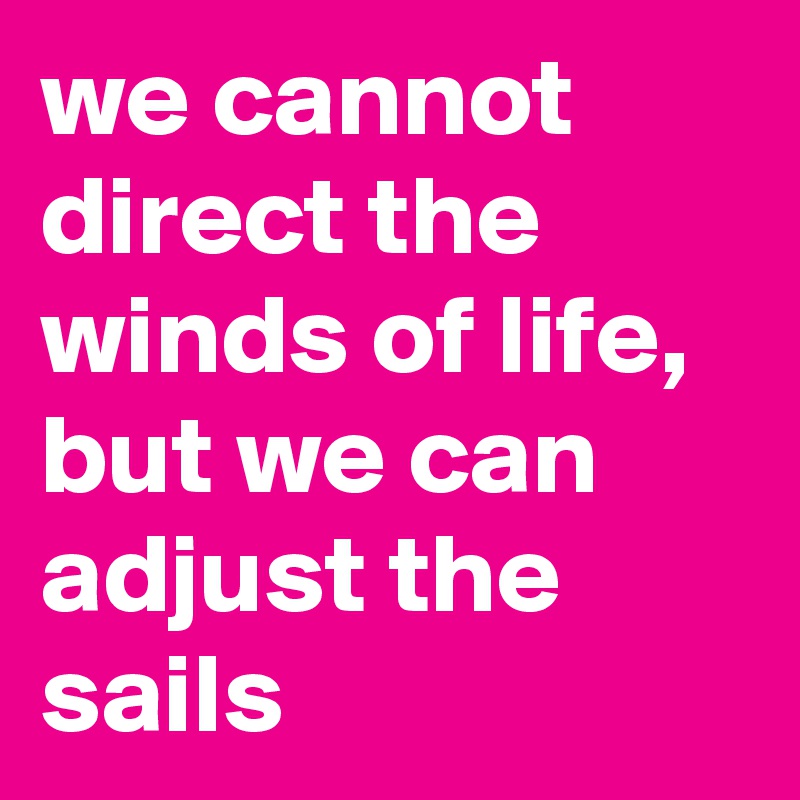 we cannot direct the winds of life, but we can adjust the sails
