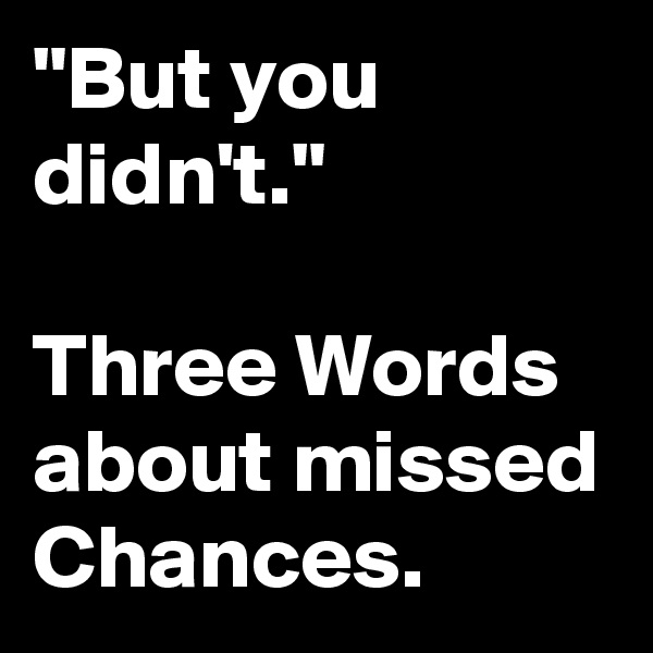 "But you didn't."

Three Words about missed Chances.