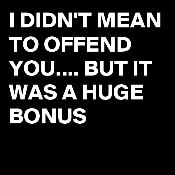 I DIDN'T MEAN TO OFFEND YOU.... BUT IT WAS A HUGE BONUS 
