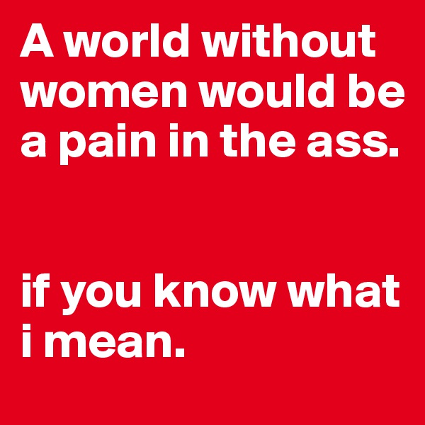 A world without women would be a pain in the ass. 


if you know what i mean. 