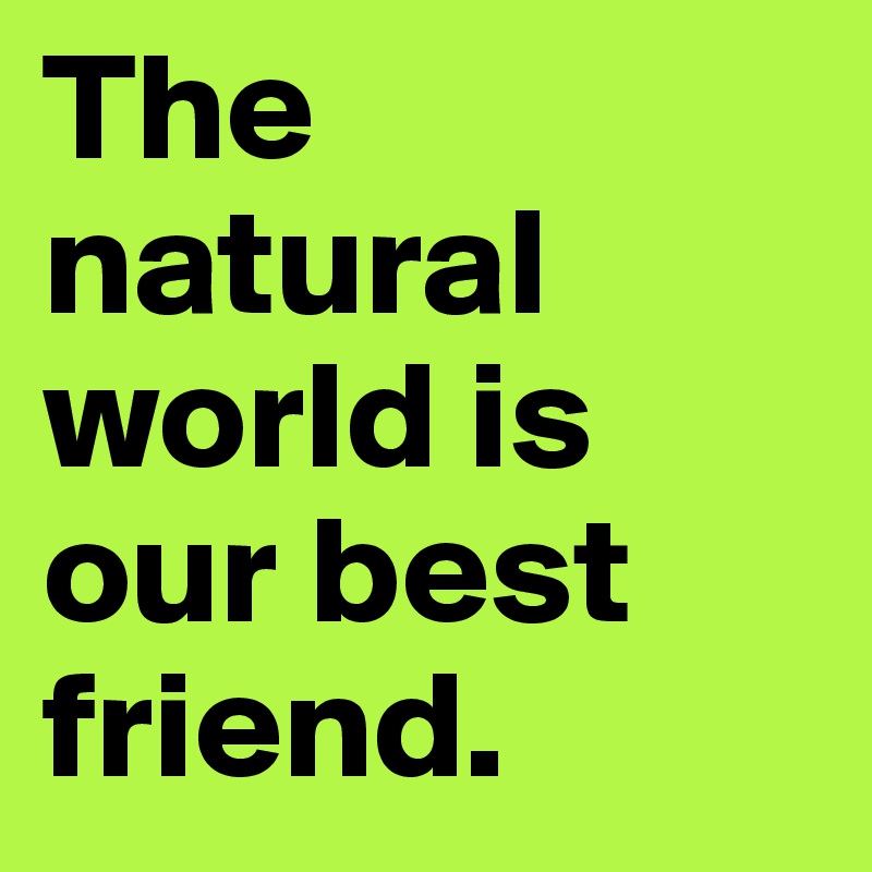 The natural world is our best friend.