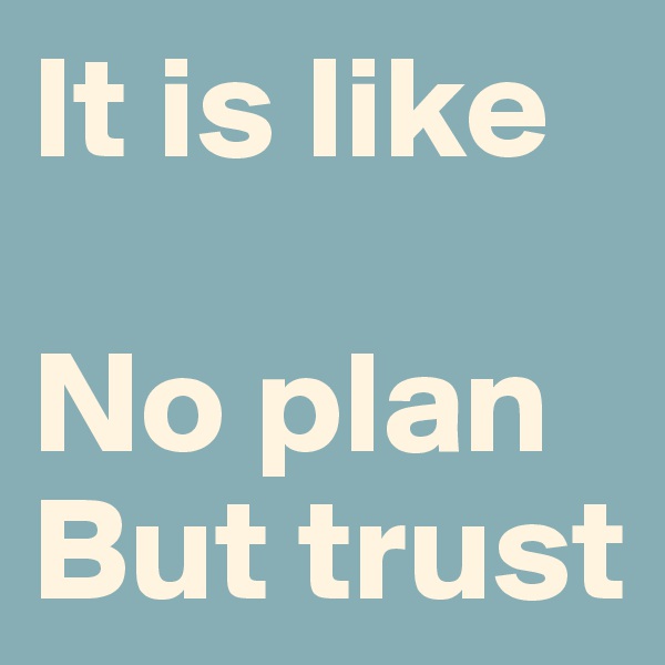 It is like

No plan
But trust