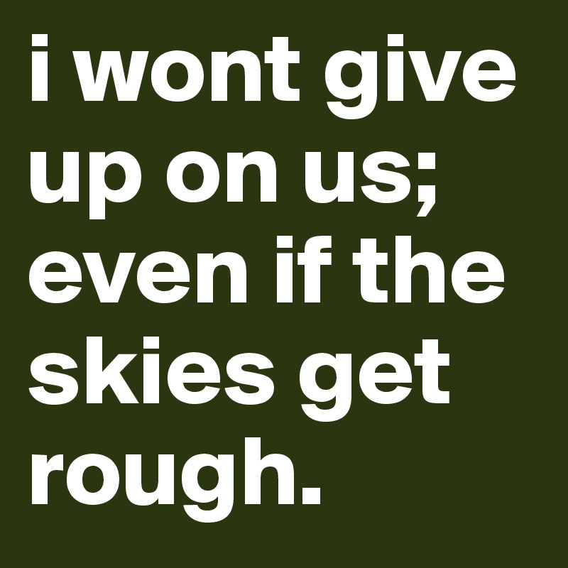 i wont give up on us; even if the skies get rough. 