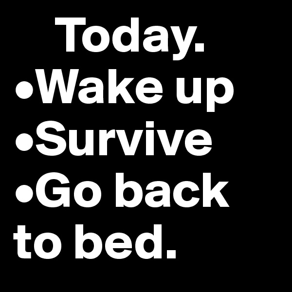     Today.               •Wake up      
•Survive
•Go back   to bed. 