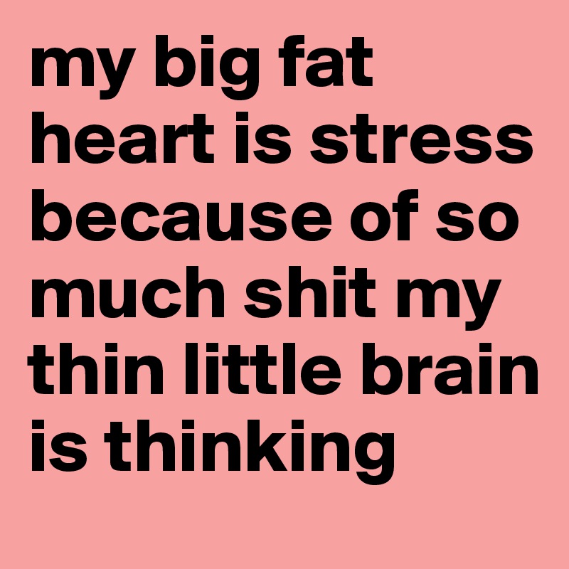 my big fat heart is stress because of so much shit my thin little brain is thinking