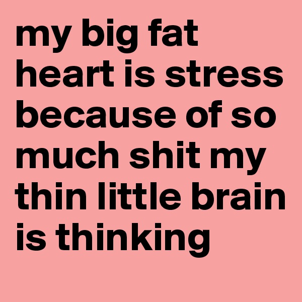 my big fat heart is stress because of so much shit my thin little brain is thinking
