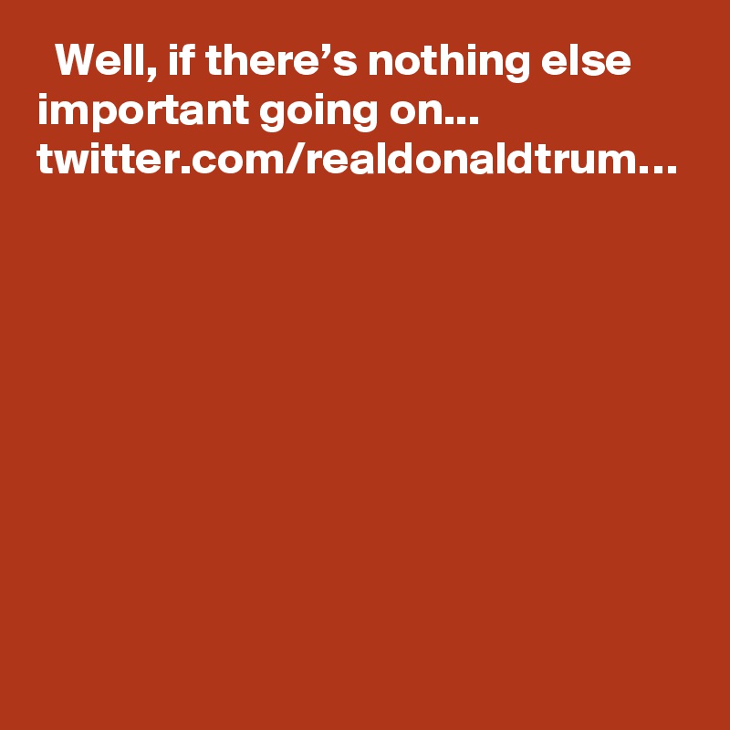   Well, if there’s nothing else important going on... twitter.com/realdonaldtrum…
