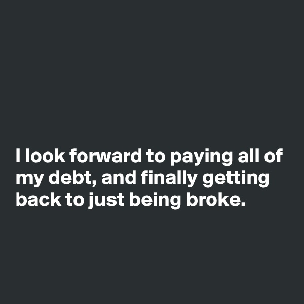 





I look forward to paying all of my debt, and finally getting back to just being broke.


