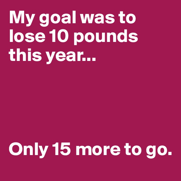 My goal was to lose 10 pounds this year...




Only 15 more to go. 