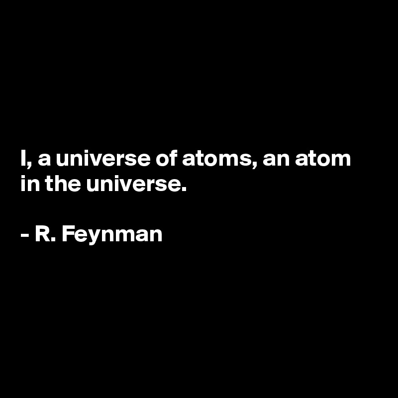 




I, a universe of atoms, an atom in the universe.

- R. Feynman




