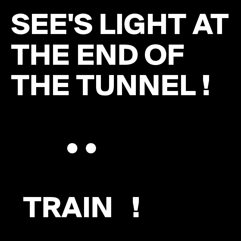 SEE'S LIGHT AT THE END OF THE TUNNEL !

         • •

  TRAIN   !