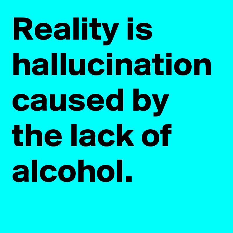 Reality is          hallucination
caused by  the lack of 
alcohol.