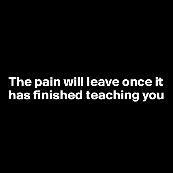 




The pain will leave once it has finished teaching you



