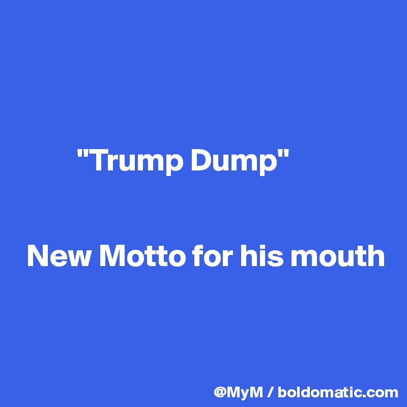 



         "Trump Dump"


 New Motto for his mouth


