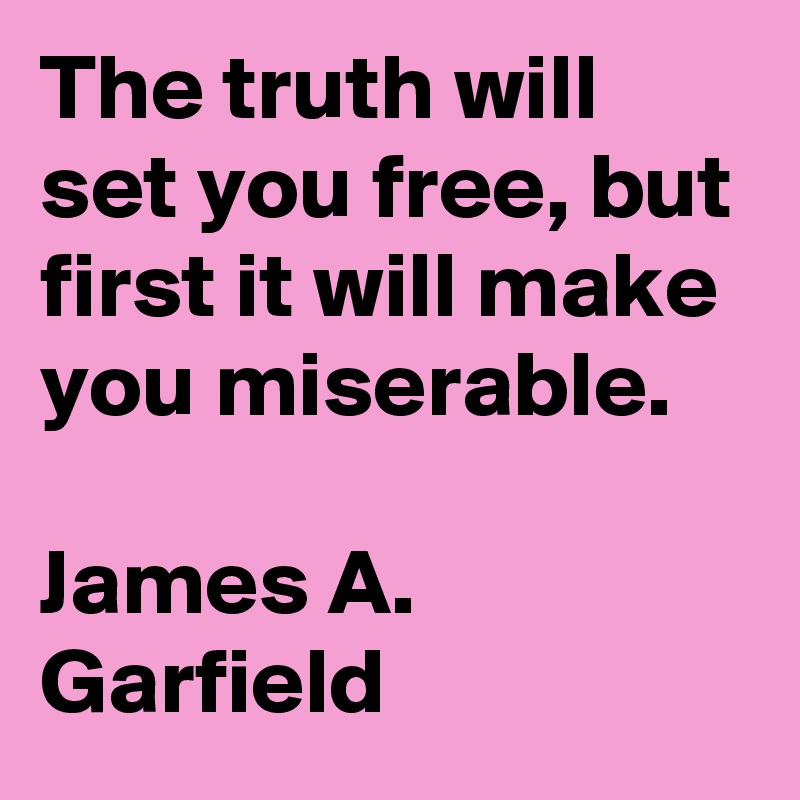 The truth will set you free, but first it will make you miserable.

James A. Garfield