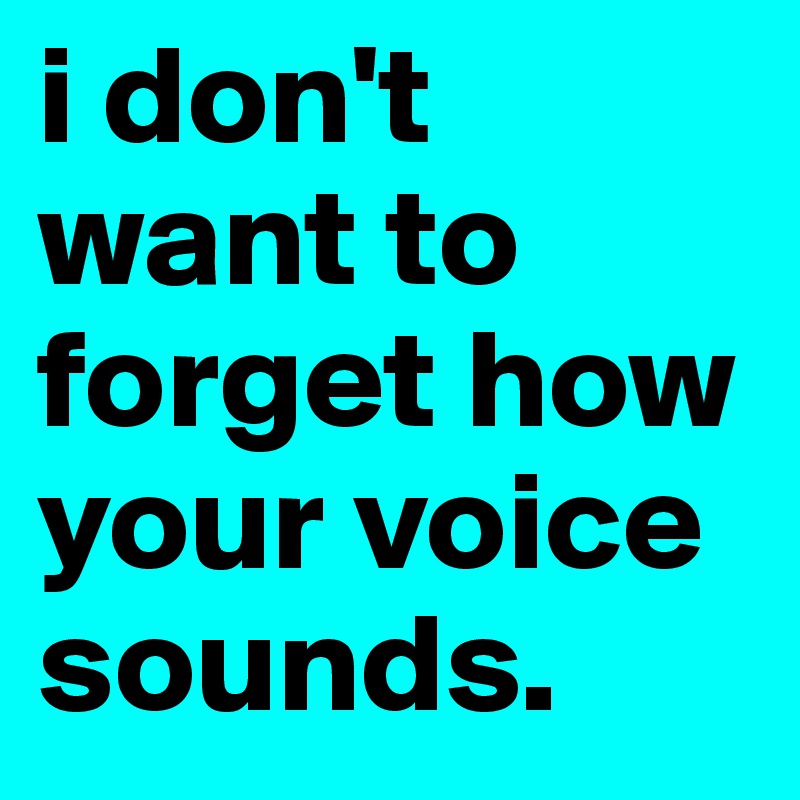 i don't want to forget how your voice sounds.