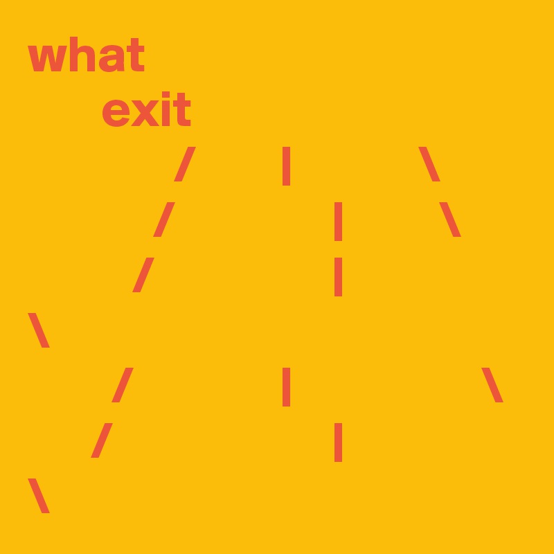 what              
       exit                         
              /        |            \
            /               |         \
          /                 |                \
        /              |                  \
      /                     |               \