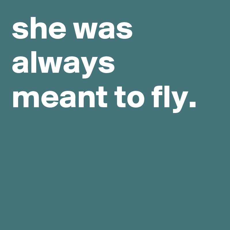 she was always meant to fly.


