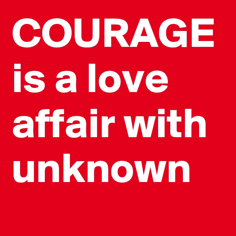 COURAGE 
is a love affair with unknown 