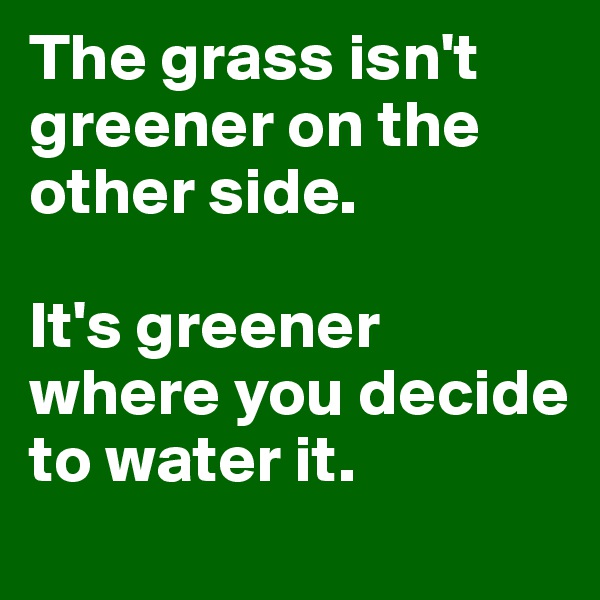 The grass isn't greener on the other side.

It's greener where you decide to water it.