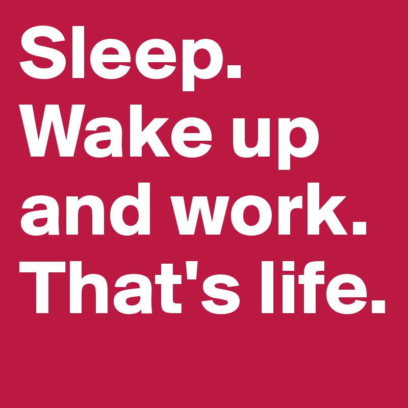 Sleep. Wake up and work. That's life. 