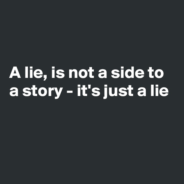 


A lie, is not a side to a story - it's just a lie



