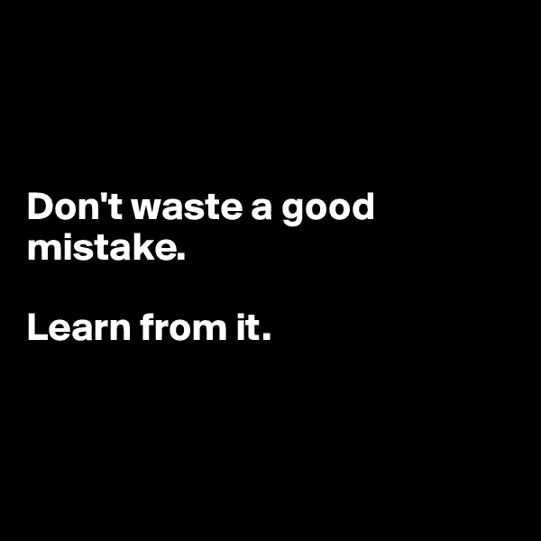 



Don't waste a good mistake.

Learn from it.



