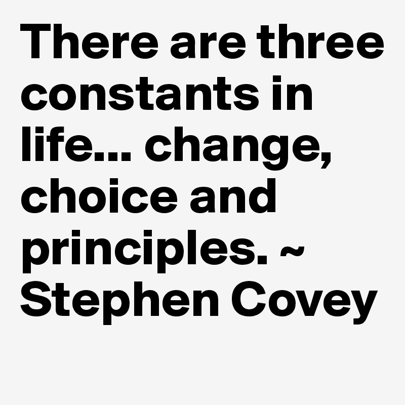 There are three constants in life... change, choice and principles. ~ Stephen Covey