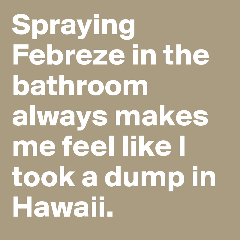 Spraying Febreze in the bathroom always makes me feel like I took a dump in Hawaii.